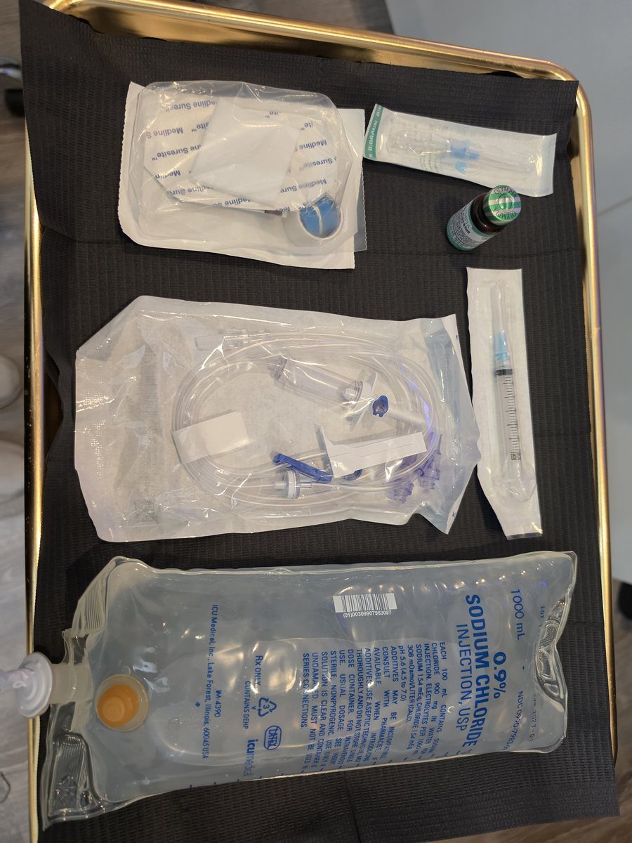 IV vitamin infusion supplies prepared at Serene Med Spa